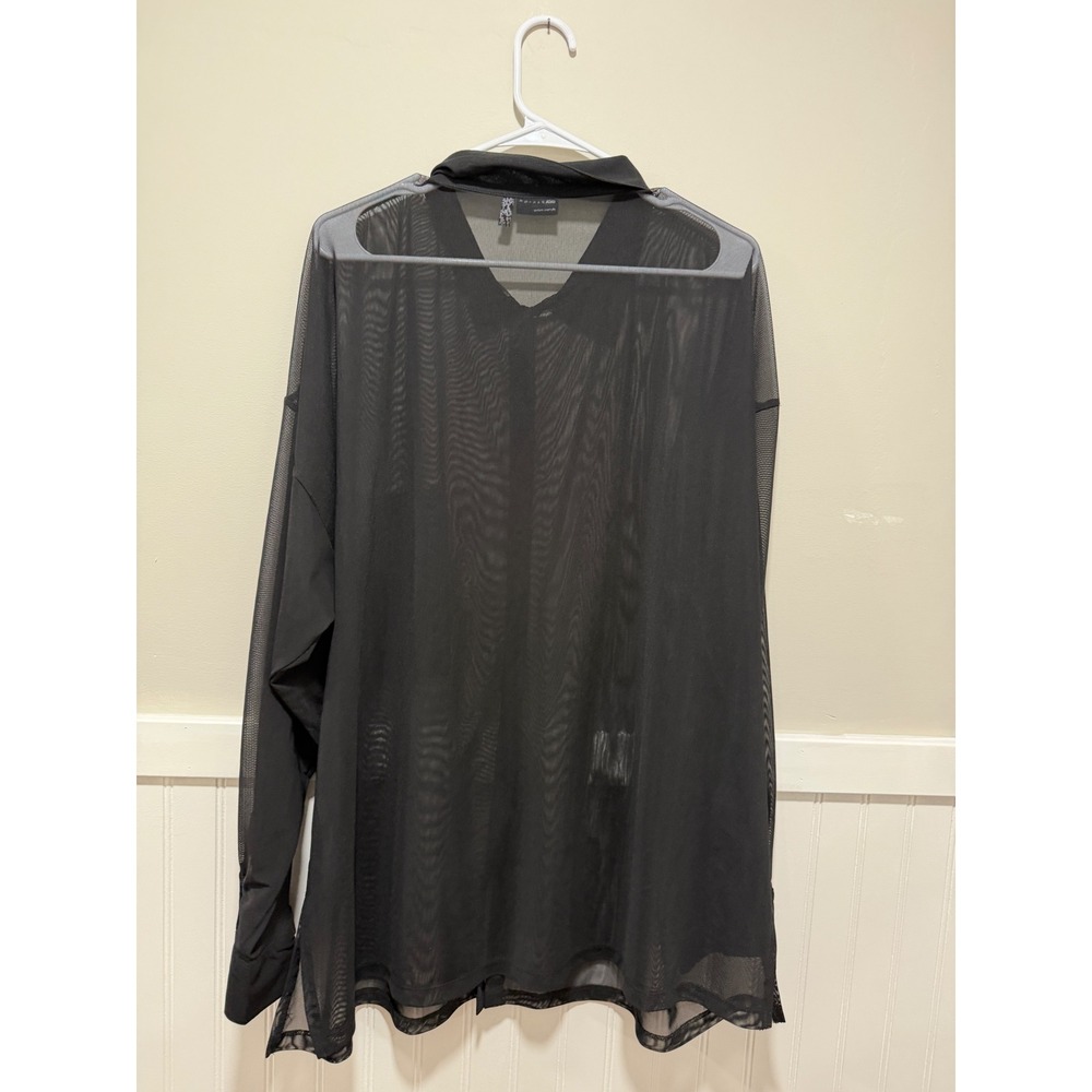 ASOS Oversized Sheer Long Sleeve Button Down Black Punk Women Size 14 - Picture 5 of 5
